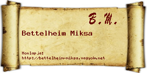 Bettelheim Miksa névjegykártya
